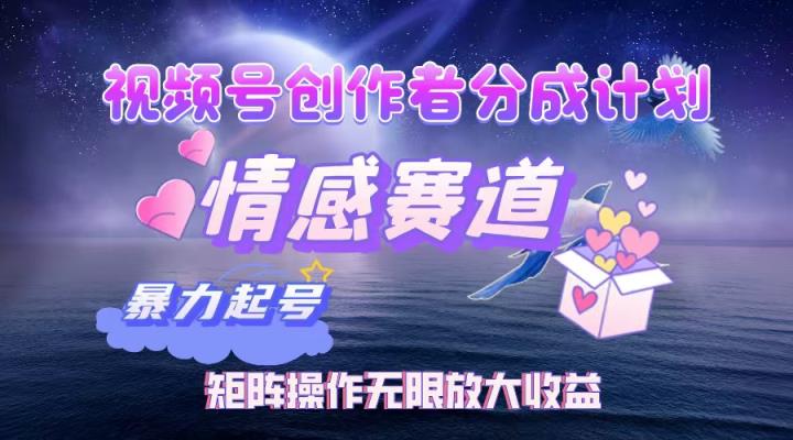 视频号创作者分成项目之情感赛道，暴力起号，实现税后月入3W+矩阵操作…-天天有课网