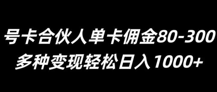 号卡合伙人单卡佣金80-300，多种变现轻松日入1k-天天有课网