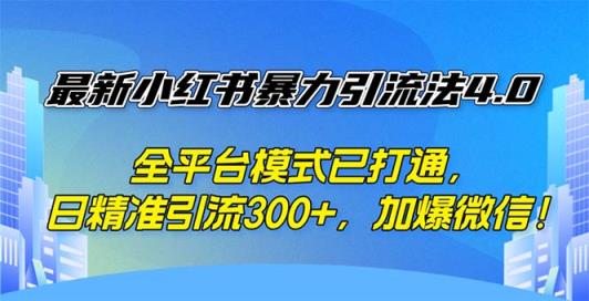 最新小红书暴力引流法4.0， 全平台模式已打通，日精准引流300+，加爆微…-天天有课网