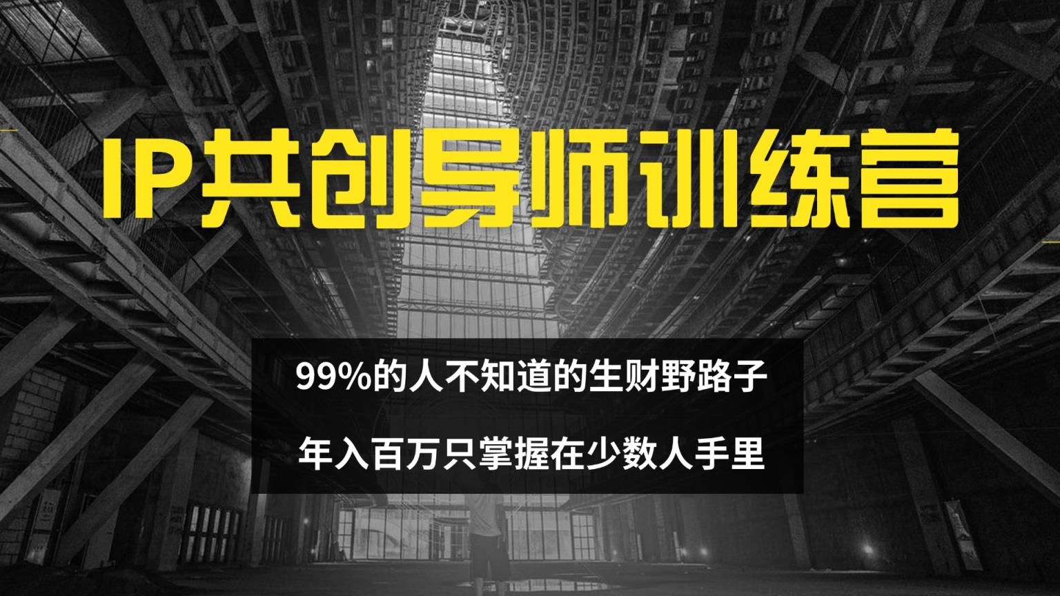 IP共创导师训练营 99%的人不知道的生财野路子 只掌握在少数人手里-天天有课网