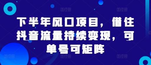 下半年风口项目，借住抖音流量持续变现，可单号可矩阵-天天有课网