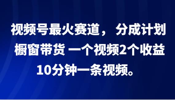 视频号最火赛道， 分成计划， 橱窗带货，一个视频2个收益，10分钟一条视频。-天天有课网