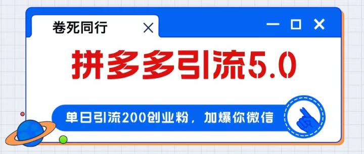 拼多多引流付费创业粉，单日引流200+，日入4000+-天天有课网
