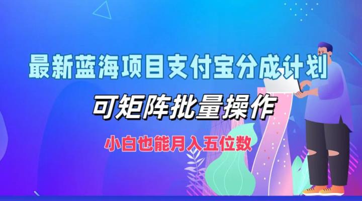 最新蓝海项目支付宝分成计划，可矩阵批量操作，小白也能月入五位数-天天有课网