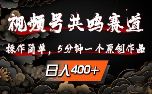视频号共鸣赛道，操作简单，5分钟1个原创作品，日入几张【揭秘】-天天有课网