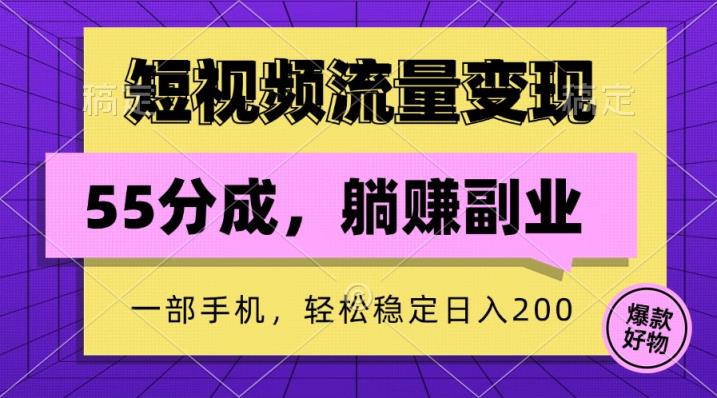 短视频流量变现，一部手机躺赚项目,轻松稳定日入200-天天有课网