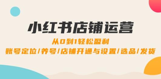 小红书店铺运营：0到1轻松盈利，账号定位/养号/店铺开通与设置/选品/发货-天天有课网