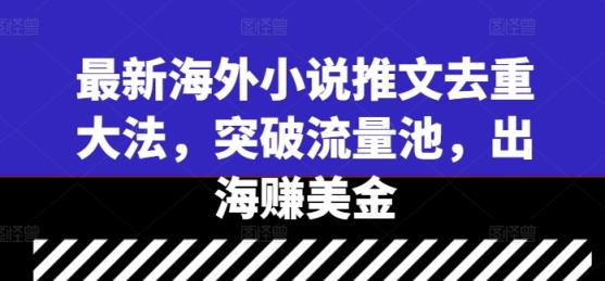 最新海外小说推文去重大法，突破流量池，出海赚美金-天天有课网