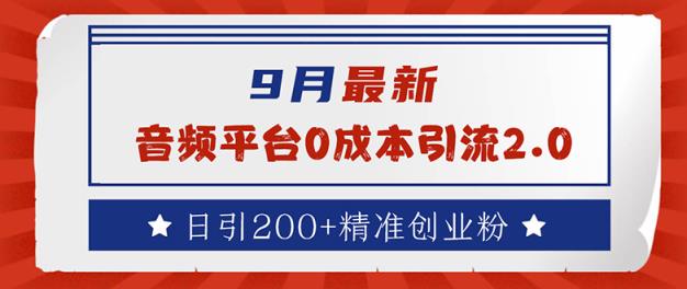 9月最新：音频平台0成本引流，日引流200+精准创业粉-天天有课网