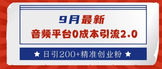 9月最新：音频平台0成本引流，日引200+精准创业粉【揭秘】-天天有课网