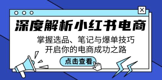 深度解析小红书电商：掌握选品、笔记与爆单技巧，开启你的电商成功之路-天天有课网