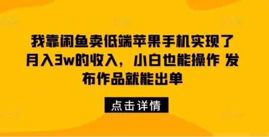 我靠闲鱼卖低端苹果手机实现了月入3w的收入，小白也能操作 发布作品就能出单-天天有课网