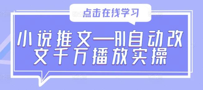小说推文—AI自动改文千万播放实操-天天有课网