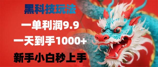 黑科技玩法，一单利润9.9,一天到手1000+，新手小白秒上手-天天有课网