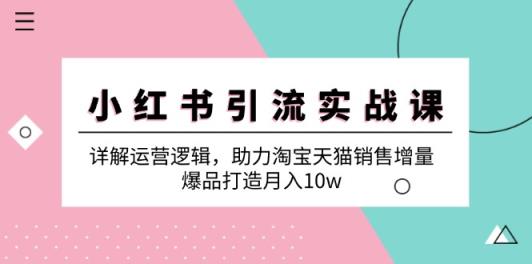 小红书引流实战课：详解运营逻辑，助力淘宝天猫销售增量，爆品打造月入10w-天天有课网