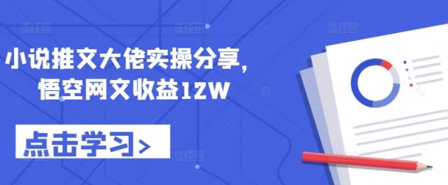 小说推文大佬实操分享，悟空网文收益12W-天天有课网