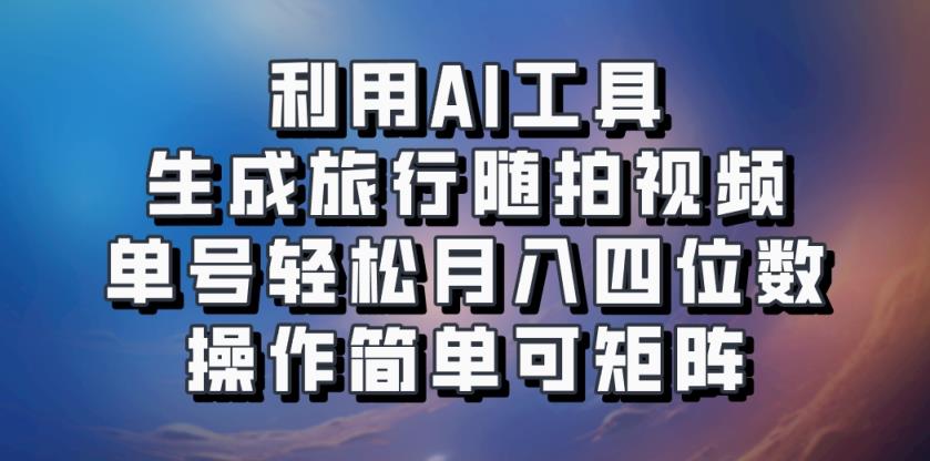 利用AI工具生成旅行随拍视频，单号轻松月入四位数，操作简单可矩阵-天天有课网