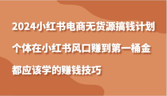 2024小红书电商无货源搞钱计划，个体在小红书风口赚到第一桶金应该学的赚钱技巧-天天有课网