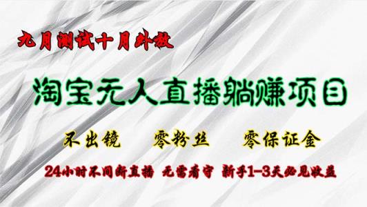 淘宝网无人直播全新游戏玩法，九月检测十月外向，不出境零粉丝们零担保金，24小…-天天有课网