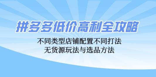 拼多多低价高利全攻略：不同类型店铺配置不同打法，无货源玩法与选品方法-天天有课网
