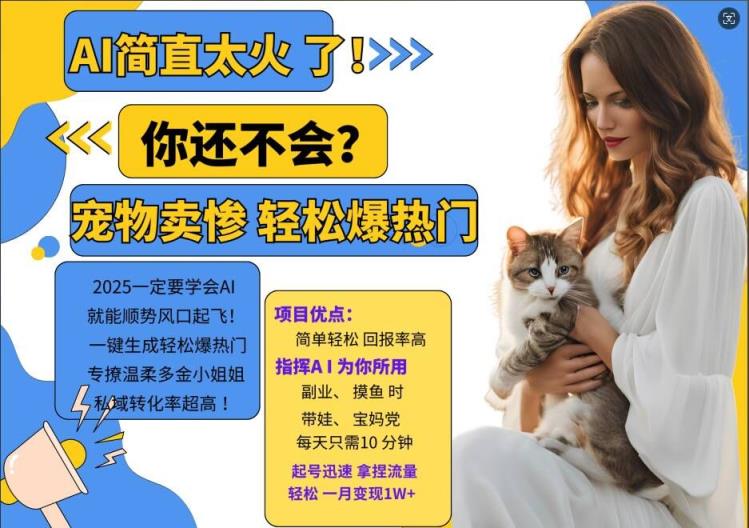 小红书的AI小宠物装可怜打工赚钱新项目，一键生成轻轻松松爆受欢迎，专撩温婉有钱漂亮小姐姐，私域转化率极高-天天有课网