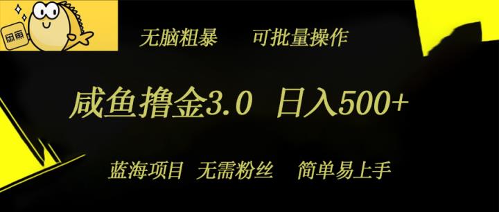 闲鱼撸金3.0新项目，日入多张，没脑子简单直接，蓝海项目-天天有课网