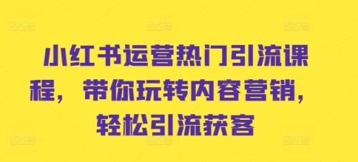 小红书运营受欢迎引流课程，带你玩转内容运营，轻轻松松引流方法拓客-天天有课网