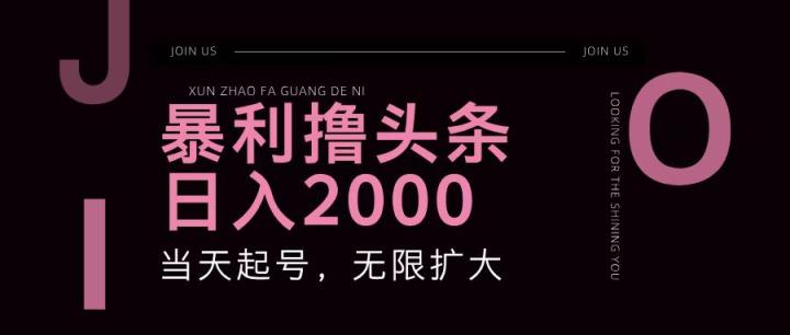 暴利撸头条，单号日入2000+，可无限扩大-天天有课网