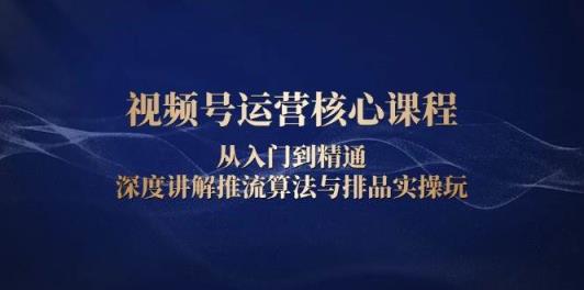 视频号运营核心课程，从入门到精通，深度讲解推流算法与排品实操玩-天天有课网