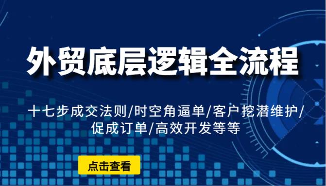 外贸底层逻辑全流程：十七步成交法则/时空角逼单/客户挖潜维护/促成订单/高效开发等等-天天有课网